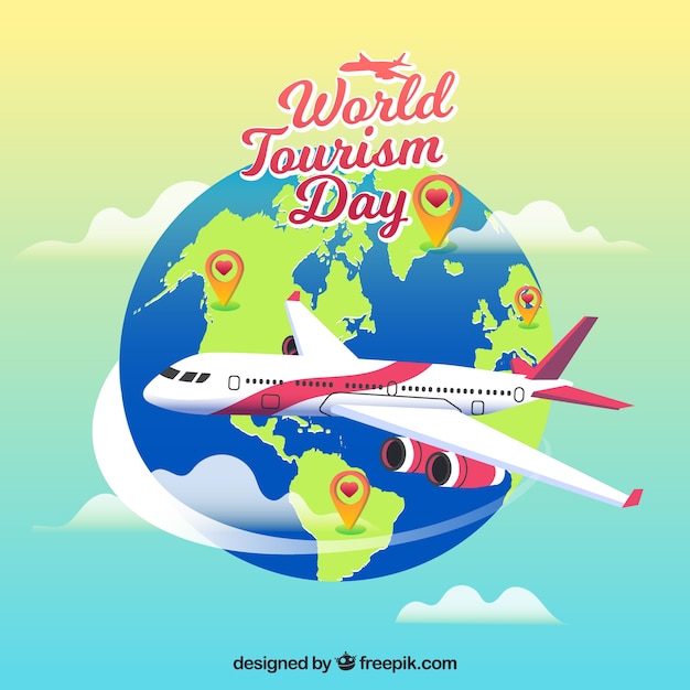 Plane Trip Celebrating World Tourism Day – Free Stock Photo for Download