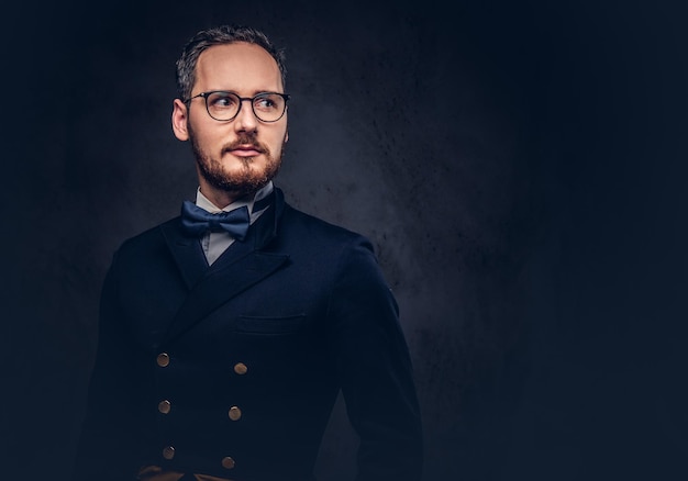 Bearded Male in Glasses and Antique Suit – Free Download