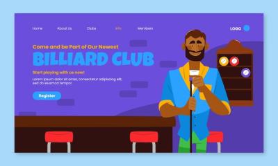 Hand Drawn Poolroom Landing Page – Free Download