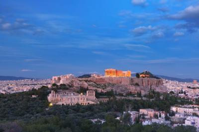 Aerial View of the Acropolis Hill and Parthenon at Dusk in Athens, Greece – Free Stock Photo Download