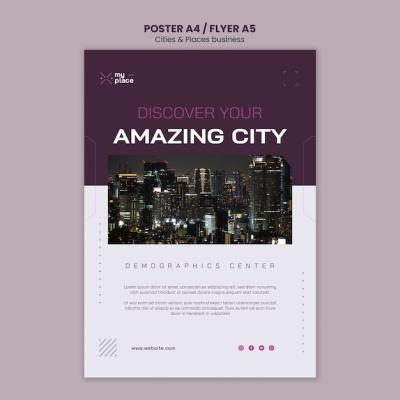 Flat Design Cities and Places Template – Free to Download