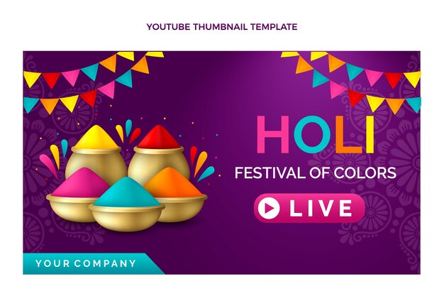 Realistic Holi YouTube Thumbnail – Free Download, Download Free Stock Photo