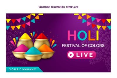 Realistic Holi YouTube Thumbnail – Free Download, Download Free Stock Photo