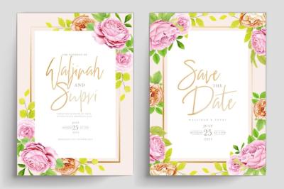 Wedding Invitation Card Featuring Floral Roses Design – Free Download