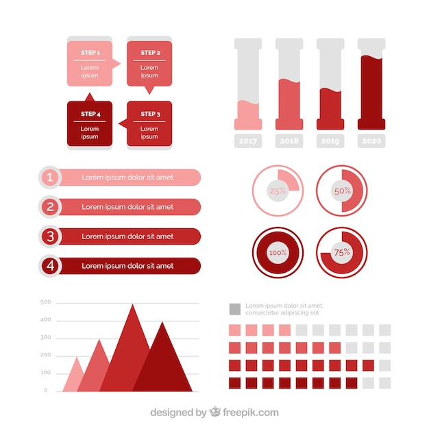 Red Infographic Elements Collection – Free Download