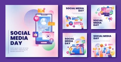 Gradient Instagram Posts Collection for Social Media Day – Free to Download