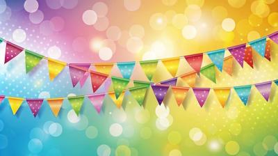 Vibrant Party Flags Against a Bokeh Background – Free Download