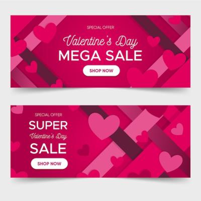 Valentine’s Day Flat Sale Banners – Free Download