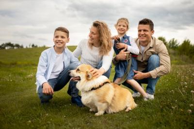 Happy Family with Dog – Free Stock Photo for Download