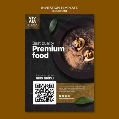 Delicious Food Restaurant Invitation Template – Free Download