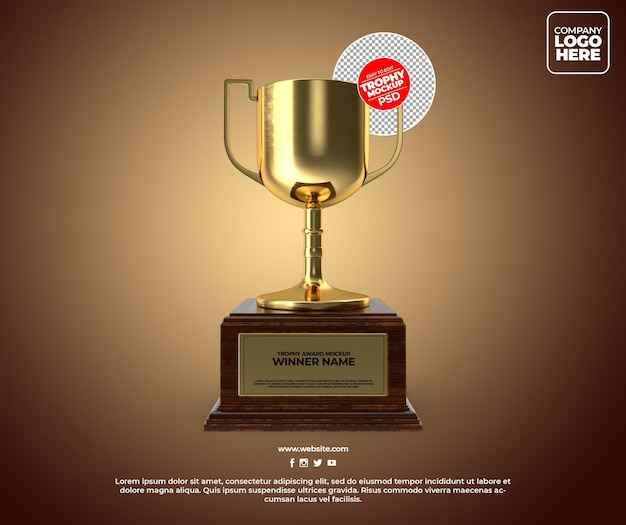 Realistic Golden Trophy Award Mockup Design for Stunning Presentations – Free Download