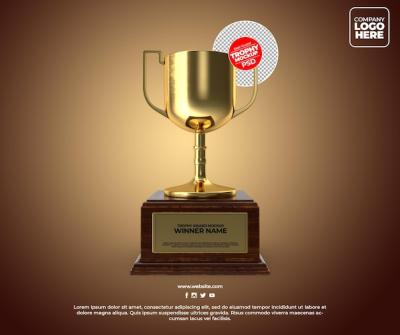 Realistic Golden Trophy Award Mockup Design for Stunning Presentations – Free Download