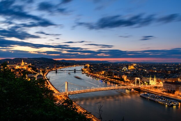 Stunning Budapest Blue Hour View from GellÃ©rt Hill – Free Download