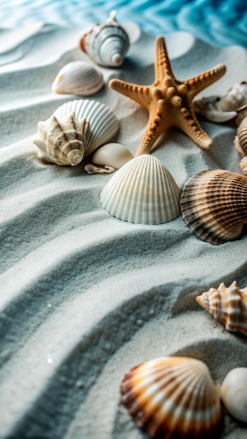 Seashells and Starfish on a Sandy Beach for Summer Vacation Vibes – Free Download