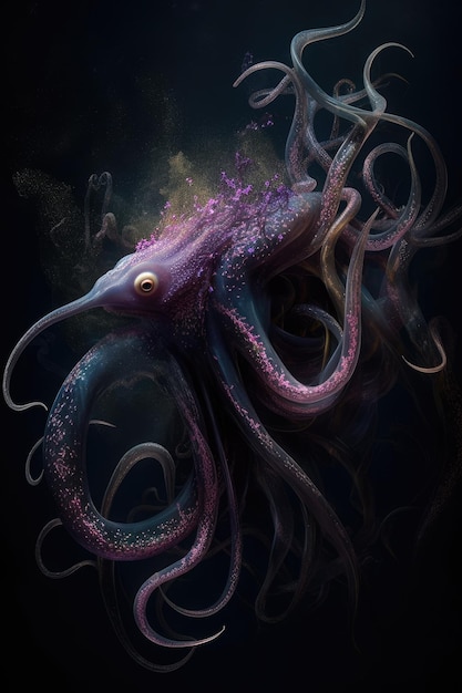 Purple Octopus with Vibrant Tentacles – Free Download