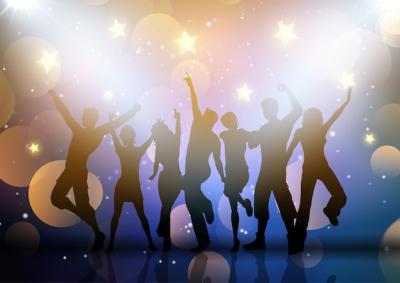 Silhouettes of Party People Dancing on a Lights and Stars Background – Free Stock Photos, Download for Free