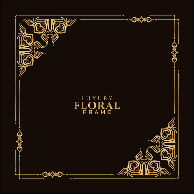 Classic Golden Floral Frame Background – Free to Download