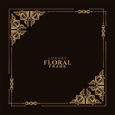 Classic Golden Floral Frame Background – Free to Download