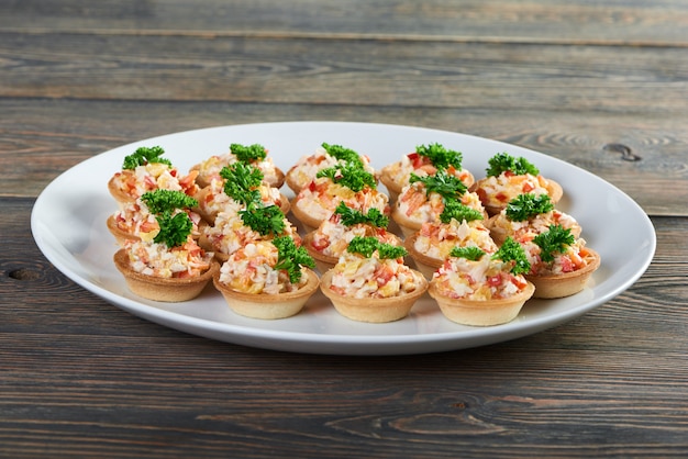 Delicious Salad Tartlets on Ceramic Plate – Free Download