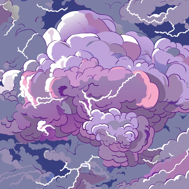 Thunderstorm Sky with Clouds and Intense Lightning Vector Illustration – Free Download