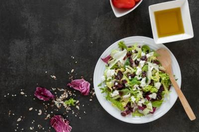 Plate of Salad with Copy Space – Free Stock Photo