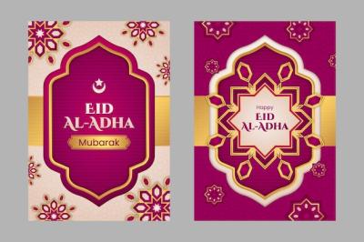 Collection of Gradient Eid al-Adha Mubarak Greeting Cards – Free Download