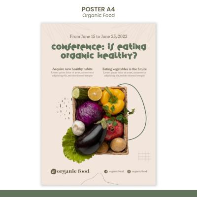 Vertical Poster Template for Healthy Home-Grown Food with Organic Shapes – Free Download