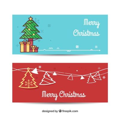 Christmas Banners Featuring Trees – Free Download