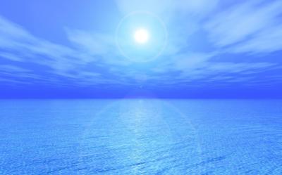 Tranquil Ocean Landscape 3D Render with Blue Sky – Free Download