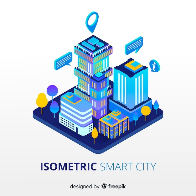 Isometric Smart City Background – Free Download