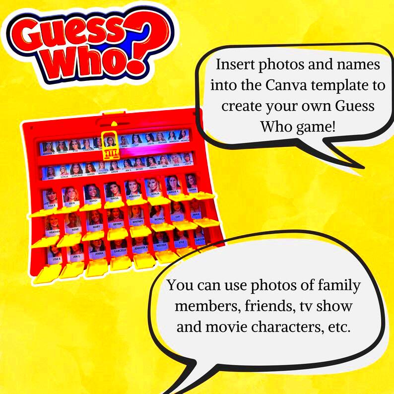 Guess Who Game Template Editable Digital Template Guess Who 20 