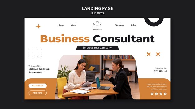 Business Consultant Landing Page Template – Download Free Stock Photo