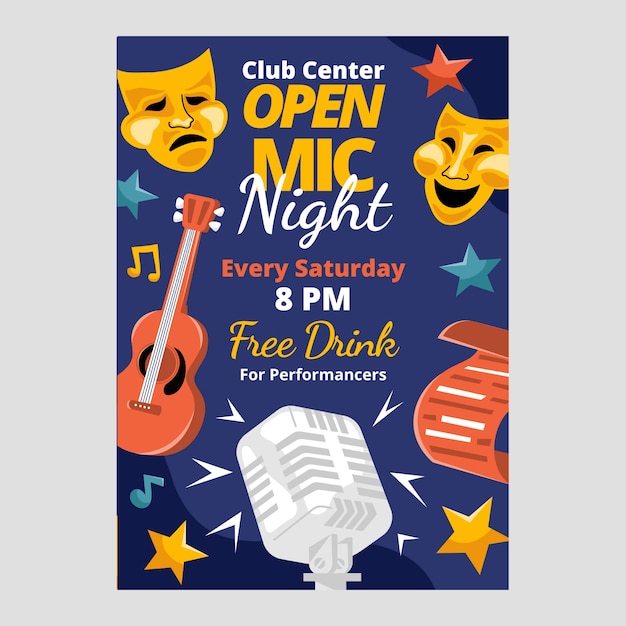 Open Mic Poster Design – Free Download, Free Stock Photo