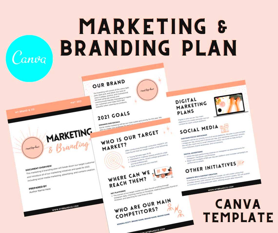 Marketing Strategy Plan Canva Template Branding Template Etsy