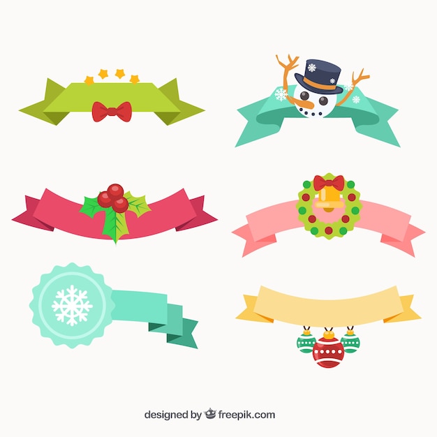 Christmas Ribbons Vector Template – Free Download