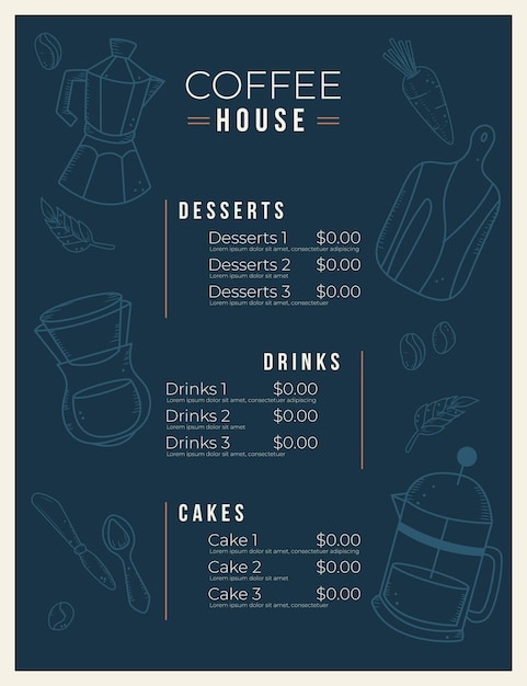 Dark Blue Vertical Digital Restaurant Menu – Free Download