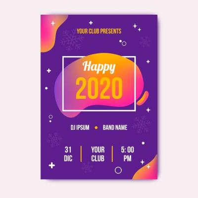 Colorful Abstract New Year 2020 Party Flyer Template – Free Download