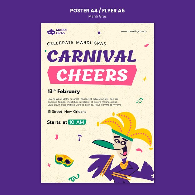 Mardi Gras Template Design – Free Stock Photo for Download