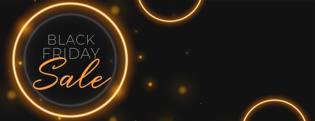 Black Friday Sale Banner with Shiny Golden Neon Frame – Free Download