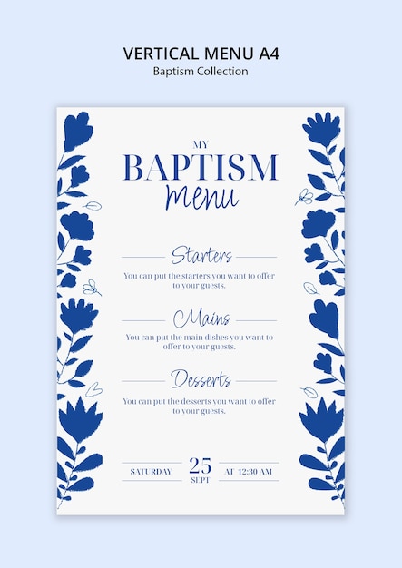 Baptism Menu Template Design – Download Free Stock Photo