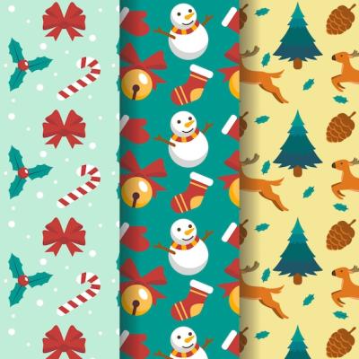 Flat Christmas Pattern Collection – Free Download, Download for Free, Free Stock Photo