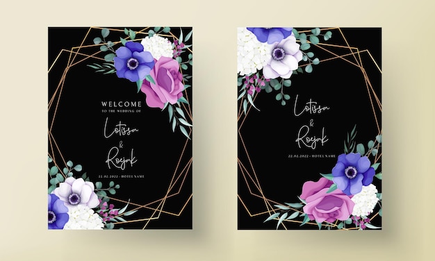 Beautiful Flower Wreath Wedding Invitation Card Template – Free Download