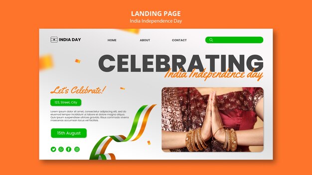 India Independence Day Landing Page Template – Free Download