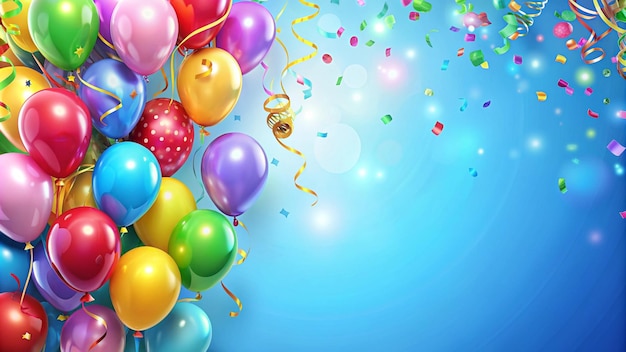 Colorful Balloons and Confetti Against a Blue Background – Free Download