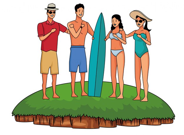 Young People and Summer Cartoons – Free Download of Vector Templates