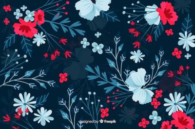 Dark Background Featuring Red and Blue Flowers – Free Stock Photo Download