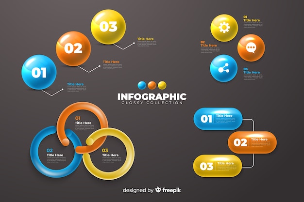 Glossy Infographic Elements Collection Template – Free Download