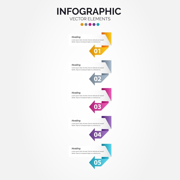 Vector Vertical Infographic Arrow Design with 5 Options or Steps – Free Download