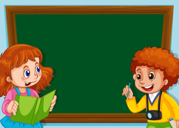 Children on Chalkboard for Creative Projects – Free Download