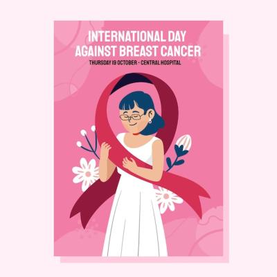 Hand Drawn Flat International Day Against Breast Cancer Vertical Poster Template – Free Download